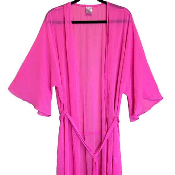 No Boundaries Neon Pink Long Kimono Swim Coverup - Size 2x - 3x - Picture 5 of 9